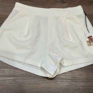 Sincerely Jules Cream High Waist Shorts with Tailored Design